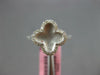 ESTATE .20CT DIAMOND 14K WHITE GOLD 4 LEAF CLOVER FLOWER MATTE & SHINY LOVE RING