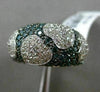 ESTATE 1.62CT WHITE & BLUE DIAMOND 14KT WHITE GOLD 3D PAVE MULTI HEART LOVE RING