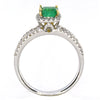 .90CT DIAMOND & AAA EMRERALD 18KT 2 TONE GOLD SQUARE SPLIT SHANK ENGAGEMENT RING
