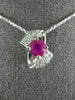 ESTATE 1.21CT DIAMOND & AAA RUBY 14KT WHITE GOLD 3D BOW CLUSTER PENDANT #1131