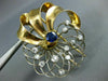 ANTIQUE LARGE 2.80CT DIAMOND & AAA SAPPHIRE 14KT 2 TONE GOLD FLOWER BROOCH #2402
