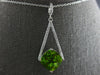 LARGE 3.92CT DIAMOND & AAA PERIDOT 14KT WHITE GOLD 3D CUSHION & ROUND PENDANT