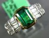 ESTATE 1.50CT DIAMOND & AAA EMERALD 18KT 2 TONE GOLD EMERALD CUT ENGAGEMENT RING