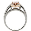 WIDE 1.47CT WHITE & PINK DIAMOND 18KT WHITE & ROSE GOLD FILIGREE ENGAGEMENT RING