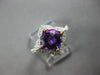 1.48CT DIAMOND & AAA AMETHYST 14K 2 TONE GOLD 3D CUSHION & ROUND FLORAL FUN RING