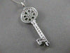LARGE ESTATE .80CTW DIAMOND 14K WHITE GOLD HEART KEY PENDANT F/G VVS CHAIN 20160