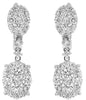 1.56CT DIAMOND 18K WHITE GOLD 3D ROUND CLUSTER DOUBLE OVAL LOVE HANGING EARRINGS