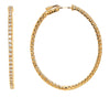 LARGE 1.93CT DIAMOND 18K YELLOW GOLD ROUND INSIDE OUT OVAL HOOP HANGING EARRINGS