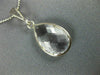ESTATE AAA CRYSTAL 14KT WHITE GOLD 3D CLASSIC BEZEL TEAR DROP PEAR SHAPE PENDANT