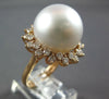 EXTRA LARGE .98CT DIAMOND & AAA SOUTH SEA PEARL 18KT ROSE GOLD FLOWER LOVE RING