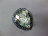 EXTRA LARGE 10.97CT DIAMOND & AAA SAPPHIRE & GREEN AMETHYST 14KT WHITE GOLD RING