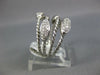 ESTATE LARGE .38CT DIAMOND 18KT WHITE GOLD 3D MULTI ROW PAVE OVAL ROPE FUN RING
