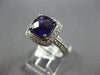 ESTATE 2.37CT DIAMOND & AAA AMETHYST 14K WHITE GOLD 3D CUSHION & ROUND HALO RING