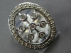 ESTATE LARGE .51CT DIAMOND 14KT WHITE GOLD 3D BEZEL SNOWFLAKE FLOWER OVAL RING