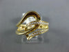 ESTATE WIDE .15CT DIAMOND 18KT YELLOW GOLD 3D DOUBLE LEAF CRISS CROSS FUN RING