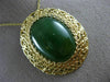 ANTIQUE LARGE AAA GREEN JADE 14K YELLOW GOLD CLASSIC FILIGREE PIN PENDANT #21962