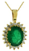 2.76CT DIAMOND & AAA EMERALD 14KT YELLOW GOLD 3D OVAL & ROUND FLOATING PENDANT