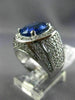 ESTATE EXTRA LARGE 7.74CT DIAMOND & AAA SAPPHIRE 14KT WHITE GOLD OVAL MENS RING