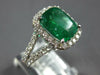 LARGE 5.09CT DIAMOND & AAA EMERALD 18KT WHITE GOLD CUSHION HALO ENGAGEMENT RING