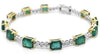11.13CT DIAMOND & AAA EMERALD 18KT 2 TONE GOLD 3D ROUND & EMERALD CUT BRACELET