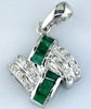 .77CT DIAMOND & AAA EMERALD 14KT WHITE GOLD 3D ROUND & BAGUETTE FLOATING PENDANT