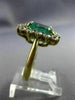 ESTATE LARGE 5.36CT DIAMOND & AAA EMERALD 18K YELLOW GOLD FLOWER ENGAGEMENT RING