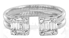 .82CT DIAMOND 18KT WHITE GOLD & TITANIUM ROUND & BAGUETTE FLEXIBLE TENSION RING
