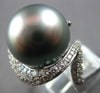 LARGE .84CT DIAMOND & AAA TAHITIAN PEARL 18K WHITE GOLD MULTI ROW SWIRL FUN RING