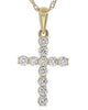 .20CT DIAMOND 14KT YELLOW GOLD ROUND CLASSIC SHARED PRONG CROSS FLOATING PENDANT