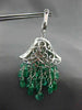 ANTIQUE LARGE 38.89CT DIAMOND & AAA EMERALD 18KT WHITE GOLD CHANDELIER EARRINGS