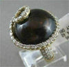 ANTIQUE XL 15.8CT DIAMOND & SMOKY TOPAZ 14KT YELLOW GOLD CIRCULAR SWIRL RING