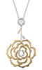 ESTATE .07CT DIAMOND 14KT WHITE & ROSE GOLD CLASSIC FLOWER ROSE FLOATING PENDANT