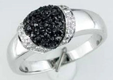 .28CT WHITE & BLACK DIAMOND 14KT WHITE GOLD 3D CLASSIC PAVE CIRCULAR FUN RING