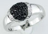 .28CT WHITE & BLACK DIAMOND 14KT WHITE GOLD 3D CLASSIC PAVE CIRCULAR FUN RING