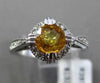 ANTIQUE .96CT DIAMOND & CITRINE 14KT WHITE GOLD HALO 3D FILIGREE ENGAGEMENT RING