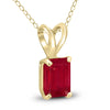 ESTATE .30CT AAA RUBY 14KT YELLOW GOLD 3D EMERALD CUT SOLITAIRE FLOATING PENDANT