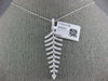 ESTATE LARGE .65CT DIAMOND 18KT WHITE GOLD 3D FLEXIBLE LEAF FUN LOVE PENDANT