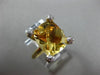 ESTATE LARGE 4.99CT DIAMOND & AAA CITRINE 14K WHTIE GOLD 3D CUSHION CUT FUN RING