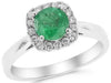 1.19CT DIAMOND & AAA EMERALD 18KT WHITE GOLD 3D HALO CLASSIC ENGAGEMENT RING