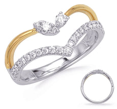 .35CT DIAMOND 14KT 2 TONE GOLD 3D ROUND & MARQUISE DOUBLE V BUTTERFLY LOVE RING