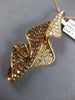 ESTATE LARGE 1.95CT WHITE & ORANGE DIAMOND 18KT ROSE GOLD 3D LEAF FUN PENDANT