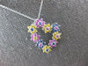 ESTATE 1.23CT AAA MULTI COLOR SAPPHIRE 14KT WHITE GOLD 3D HEART FLOATING PENDANT