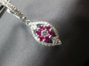 ESTATE 1.52CT DIAMOND & AAA RUBY 18KT WHITE GOLD MARQUISE SHAPE HANGING EARRINGS