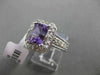 ESTATE 2.60CT DIAMOND & AAA AMETHYST 14K WHITE HALO DESIGN FILIGREE EMERALD RING