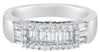 ESTATE .90CT DIAMOND 18K WHITE GOLD 3D ROUND & BAGUETTE WEDDING ANNIVERSARY RING