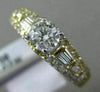 ESTATE 1.0CT ROUND & BAGUETTE DIAMOND 14KT YELLOW GOLD 3D 3 ROW ENGAGEMENT RING