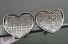 ESTATE LARGE 1.03CT DIAMOND 14KT WHITE GOLD 3D PAVE CURVED HEART LOVE EARRINGS