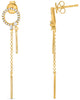 .21CT DIAMOND 14KT YELLOW GOLD ROUND & BAGUETTE CIRCLE OF LIFE HANGING EARRINGS
