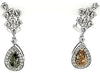 LARGE 3.9CT WHITE FANCY YELLOW & GREEN DIAMOND 18KT 2 TONE GOLD HANGING EARRINGS