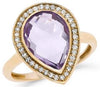 4.25CT DIAMOND & AAA AMETHYST 14K YELLOW GOLD PEAR SHAPE & ROUND BEZEL FUN RING
